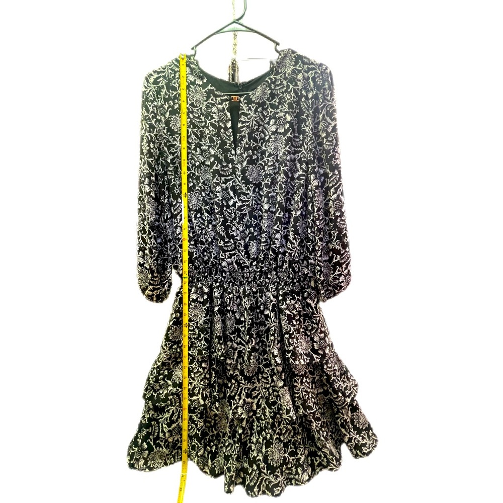 Ivanka Trump Dress Women Black Floral Embroidered Long Sleeve